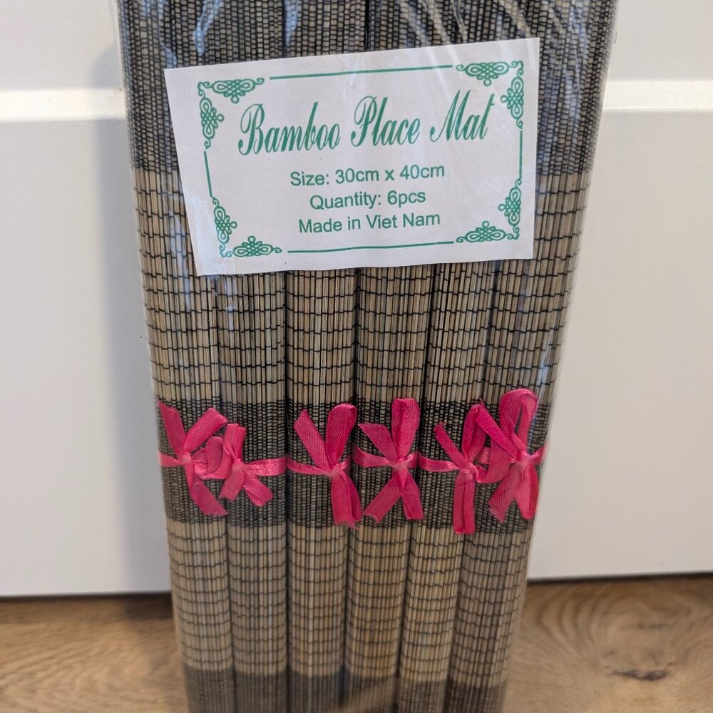 NEW black tan 6 bamboo placemats DIRECT FROM VIETNAM